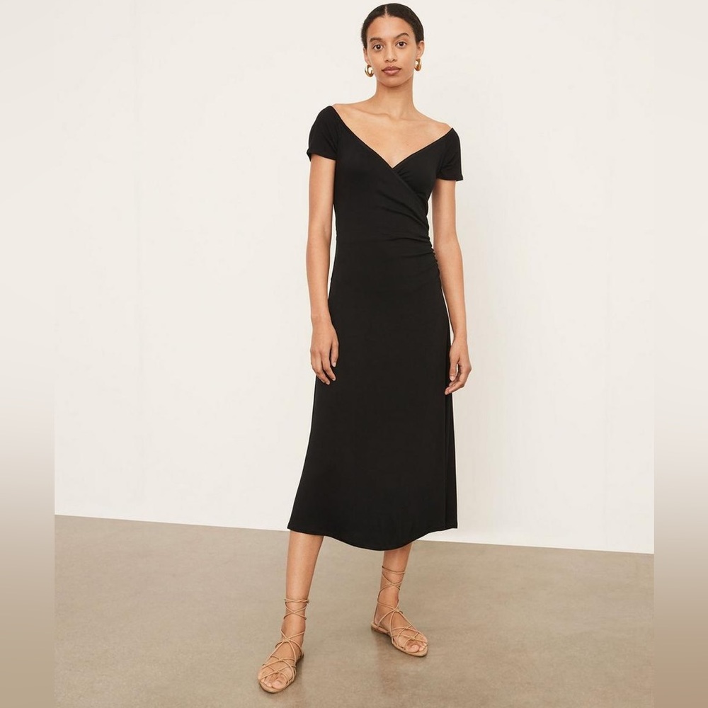 Vince Black Off-Shoulder Midi Dress
